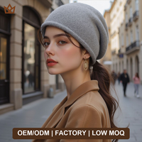 Bonnet ample en laine mélangée avec logo personnalisé pour femme, tricoté, style empilé, chaud, mode coréenne, vente en gros, directement de l'usine OEM