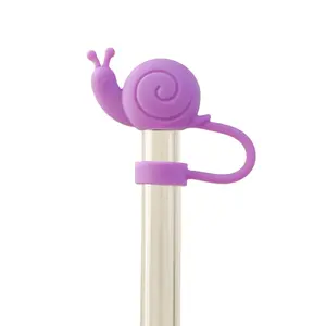 10mm/0.4in Snails Cute Funny Tumbler Silicone Straw Topper Accessories For Man Woman Gift