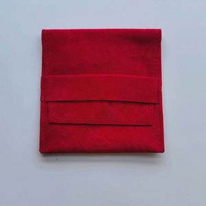 Pochettes à bijoux en daim personnalisées avec logo, sacs cadeaux doubles, pochette enveloppe en daim 10x10cm, emballage carré pour bagues, boucles d'oreilles, colliers - Product Image 6