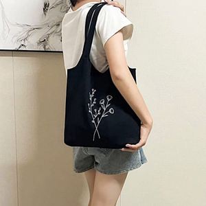New Canvas Black <b>White</b> Aesthetic Personalized Custom Reusable Grocery <b>Bags</b> Floral Line Art Shopping Tote Shoulder <b>Bag</b> - Product Image 2