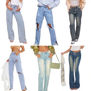 <span class=keywords><strong>Jeans</strong></span> Vintage da <span class=keywords><strong>Donna</strong></span> a Gamba Dritta, Vestibilità Regolare, Strappati, in Denim di Alta Qualità, Vendita Diretta dal Produttore Cinese, Spedizione Casuale in Liquidazione - Product Image 1