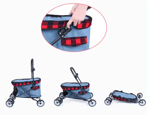 OEM ODM fabrika toptan seyahat yürüyüş dayanıklı Pet dört tekerlekli köpek kedi katlanır sepet evcil hayvan arabası - Product Image 5