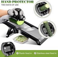 Mandoline manuelle réglable avec râpe et hachoir à légumes, outil de cuisine sûr en acier inoxydable avec gants anti-coupure
