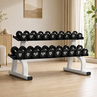 Rak Dumbbell 2 Tingkat 10 Pasang, Penyangga Penyimpanan Beban Baja Tugas Berat, Stand Dumbbell untuk Gym Rumah dan Kebugaran Komersial