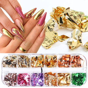 12 Grille Mixte Holographique Poudre Nail Décoration Gel Polonais Cassé Paillette Nail Glitter Irrégulier Miroir Nail Flakes 2D - Product Image 4