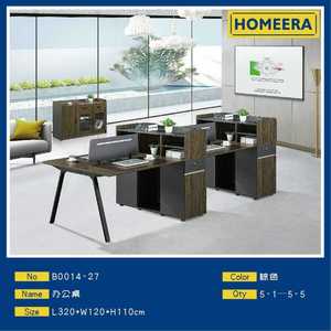 Scrivania da Ufficio L320*W120*H110cm in Legno Marrone con Libreria, Scrivania per Computer da Casa/Ufficio - Product Image 3