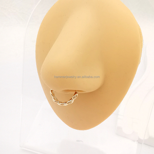 <strong>14K</strong> Soild Gold <strong>Nose</strong> Ring Segment Ring Helix Earrings Hoop Rings Daith Tragus Earring Body Piercing Jewelry - Product Image 5