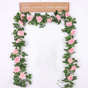 Guirlande de fleurs artificielles roses de 220 cm de haute qualité avec feuilles vertes pour la décoration de la maison, des mariages et des fêtes - Vente en gros - Product Image 5