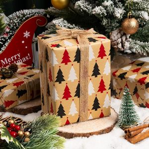 MAYPLUSS Kraft Christmas Wrapping <b>Paper</b> 17 Inch X 33 Feet <b>Red</b> Black White Trees Minimalist Design Recyclable Packaging <b>Paper</b> - Product Image 6
