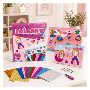 Kit de loisirs sirène fantaisie avec cartes à peindre en EVA scintillantes, activité créative de déguisement, cadeau de vacances pour filles de quatre ans - Product Image 1