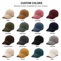 Casquette de baseball en velours côtelé personnalisée, vintage, 6 panneaux, logo brodé, réglable, unisexe, fabricant OEM ODM