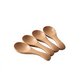 Cuillère doseuse à café classique en bois naturel, réutilisable, écologique, finition miroir, pour cadeaux promotionnels - Product Image 1