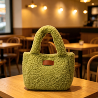 Mini sac fourre-tout en polaire bouclée Teddy, tons chauds automne-hiver, léger, haute qualité, en polyester doux, portable, pour le quotidien