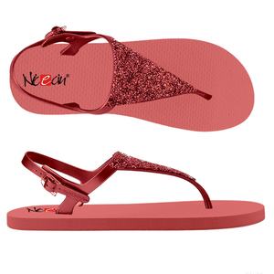 Sandales à lanières en T personnalisées avec logo pour femme, vert menthe, effet gelée, à bride arrière, avec boucle réglable, chaussures de plage, vente en gros usine - Product Image 2