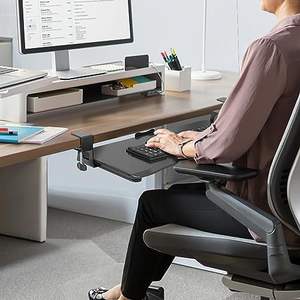 Plateau de <span class=keywords><strong>clavier</strong></span>/souris robuste à fixation par pince en C sans perçage grand plateau de <span class=keywords><strong>clavier</strong></span> sous le bureau équipement de bureau - Product Image 3