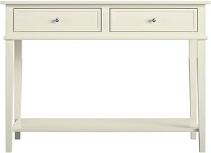 Consolle da Ingresso Multifunzionale Moderna <span class=keywords><strong>in</strong></span> Stile Antico, 80 Cm, <span class=keywords><strong>in</strong></span> <span class=keywords><strong>Legno</strong></span> Bianco con Cassetti per Casa - Product Image 3