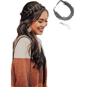 Serre-tête tressé avec perruque intégrée pour mariage, accessoire capillaire en fibre haute température, postiche élégant pour femme 23023341B1B1001A102 - Product Image 2