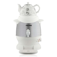 Samovar électrique AKANE 1350W 6L, bouilloire à thé traditionnelle avec corps en acier inoxydable, théière en céramique, distribution continue d'eau chaude