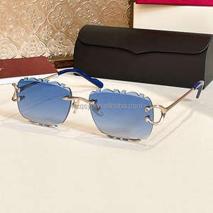 Francia <span class=keywords><strong>coche</strong></span> alta calidad sin montura cuadrado oro mujeres hombres personalizado diamante corte UV400 gafas de sol 2025 - Product Image 1