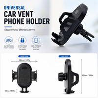 Support de téléphone universel 3 en 1 pour porte-gobelet de voiture 360 °   Support de téléphone portable flexible et rotatif pour grille d'aération de voiture