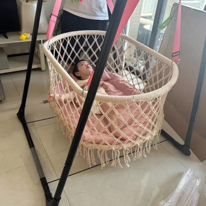 Zxm Boho Macrame Swing Basket for Baby Macrame <b>Rocking</b> Recliner <b>Crib</b> Basket Hanging Hammock - Product Image 6