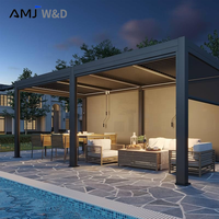 Pergola extérieure 3x3 3x4 4x4 6x4M en aluminium avec commande à distance, pergola motorisée à lames orientables en aluminium
