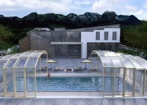 Solárium Portátil de Diseño Moderno <span class=keywords><strong>con</strong></span> Techo Inclinado, Estructura de Aleación de Aluminio y Cubierta de <span class=keywords><strong>Vidrio</strong></span> Templado para Piscinas en Villas - Product Image 3