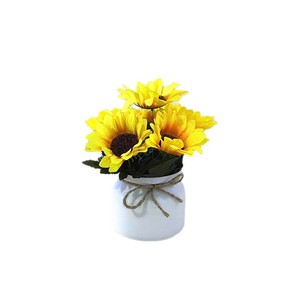 Plante artificielle de tournesol en pot, 24cm, décoration en plastique pour la maison, la chambre à coucher, la salle à manger - Product Image 4