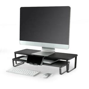 Soporte de monitor de madera convertible y extensible de nueva tendencia, 2 estantes para pantallas dobles o triples para ordenador personal o portátil - Product Image 4
