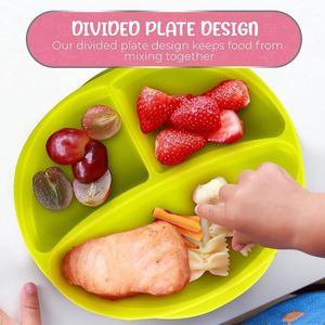 Sperric 100% Food Grade Silicone Divided Suction Plate Baby Toddler Tableware BPA Free Kids Mealtime Dish <b>Microwave</b> Safe - Product Image 3