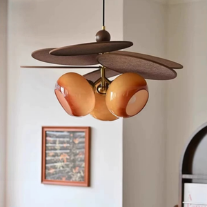 Lustres japonais Wabi Sabi en tissu marron <span class=keywords><strong>avec</strong></span> abat-jour en forme d'hélice pour salon nordique, chambre à coucher, appartement bohème, style rétro fantaisiste - Product Image 4