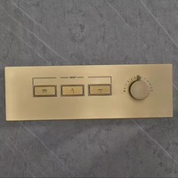 Commutateur de douche thermostatique élégant en or brossé, 3 voies, avec robinets encastrés et inverseur de réglage pour salle de bain