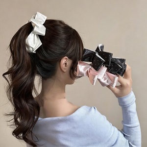 Korean <b>Style</b> Satin Polka Dot Banana Clip Elegant Back <b>Head</b> Hair Clip Women Vertical Ponytail Clip Hair Accessories - Product Image 5
