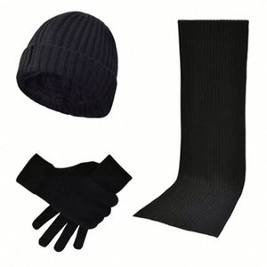 Ensemble bonnet, écharpe et gants tricotés couleur unie avec logo personnalisé – Chaud et tendance pour homme et femme, idéal automne-hiver et activités extérieures - Product Image 4
