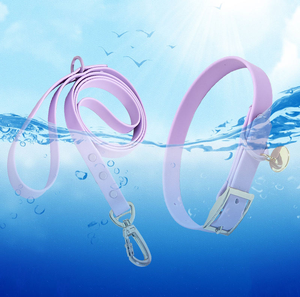 Waterproof PVC Dog <b>Leash</b> <b>Collar</b> Set Fashion Ribbon Decoration Soft Padded Comfortable <b>Pet</b> Walking <b>Leash</b> Adjustable for All Breed - Product Image 3