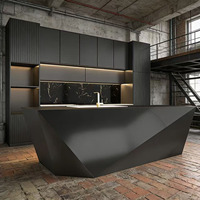 Meubles de cuisine modulaires laqués sur mesure, armoires de cuisine en contreplaqué à fermeture amortie, meubles de luxe pour toute la maison pour projet de villa