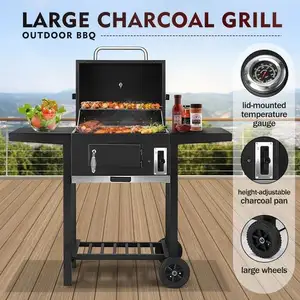 Holzkohle-Grill-Wagenportale tragbar Aluminium-Grillgrill Outdoor-Grillset für Picknick Innenhof Hinterhof Camping