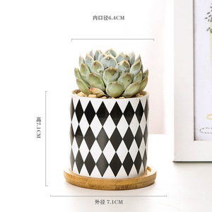 Nouveau géométrique noir et blanc succulent pot de fleur en <span class=keywords><strong>c</strong></span>éramique pot de fleur produit de <span class=keywords><strong>droit</strong></span> <span class=keywords><strong>d</strong></span>'<span class=keywords><strong>auteur</strong></span> bassin en <span class=keywords><strong>c</strong></span>éramique - Product Image 4