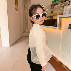 Suéter Lindo de Primavera Otoño para Bebés Niñas, Camiseta de Manga Abullonada con Lentejuelas y Malla, Cuello con Volantes, Tops Sólidos para Niñas de 2 a 7 Años - Product Image 4