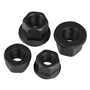 Écrou à bride hexagonale en acier au carbone DIN6331 avec rondelle monobloc, plaque de pressage moulée, CLASSE 4, oxyde noir, M6, entièrement fileté, droit, 10 mm - Product Image 1