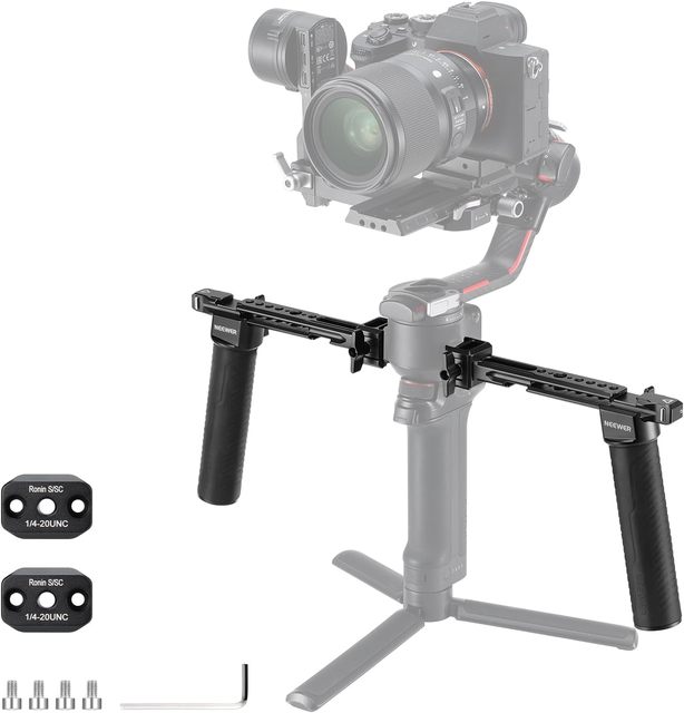 NEEWER Dual Handgrip Compatible with RS4 RS4 Pro RS3 RS3 Pro RS2 RSC2 Ronin S SC Gimbal, Dual Handle Kit with 2 Mini NATO