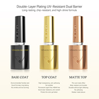 VENALISA 10ml Top Coat et Base Trempé Sans Résidu Sans HEMA ni TPO, Gel UV de Base, Vernis Gel Mat Basique, Gels Primaire