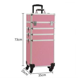 4 in 1 Professional Large Hard Aluminum Cosmetic Rolling <strong>Travel</strong> Barber <strong>Case</strong> Salon Lockable Trolley <strong>Makeup</strong> Train <strong>Case</strong> with Wheels - Product Image 4