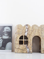 Ornement décoratif de luxe créatif en marbre, petite maison, thème architectural moderne et minimaliste, semi-fait main, pour salon et bureau