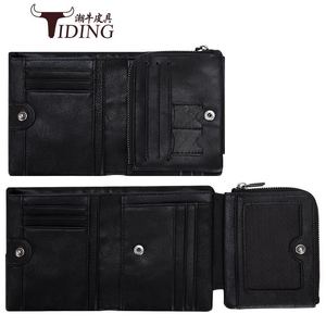 Tiding Genuine Leather Men's <b>Wallet</b> Multifunctional Business Casual Card <b>Holder</b> With Zipper Closure - Product Image 2