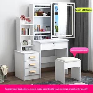 Multifunctional Modern Simple Design Bedroom Panel <b>Dressing</b> Table Lock Makeup Desk Storage Integrated Small Chest Drawers - Product Image 2