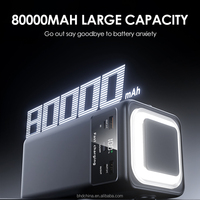 Plus grande capacité 80000mah 22.5W batterie de téléphone charge rapide batterie externe avec lampe de poche pour le camping en plein air