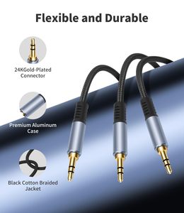 Câble répartiteur stéréo TRS 3,5 mm 1/8'' <span class=keywords><strong>avec</strong></span> gaine tressée, longueurs 1M, 2M, 3M, mâle vers double mâle, câble audio en Y pour haut-parleur - Product Image 3