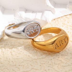 Anillo Ovalado con Letras Inglesas Dreamshow, Chapado en Oro, Logotipo Personalizado, Marca de Diseñador, Accesorios de <span class=keywords><strong>Moda</strong></span> Diaria para Mujer - Product Image 2