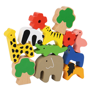 Bloc de construction de balançoire Animal en bois, Cognition de plante animale, assemblage créatif - Product Image 1